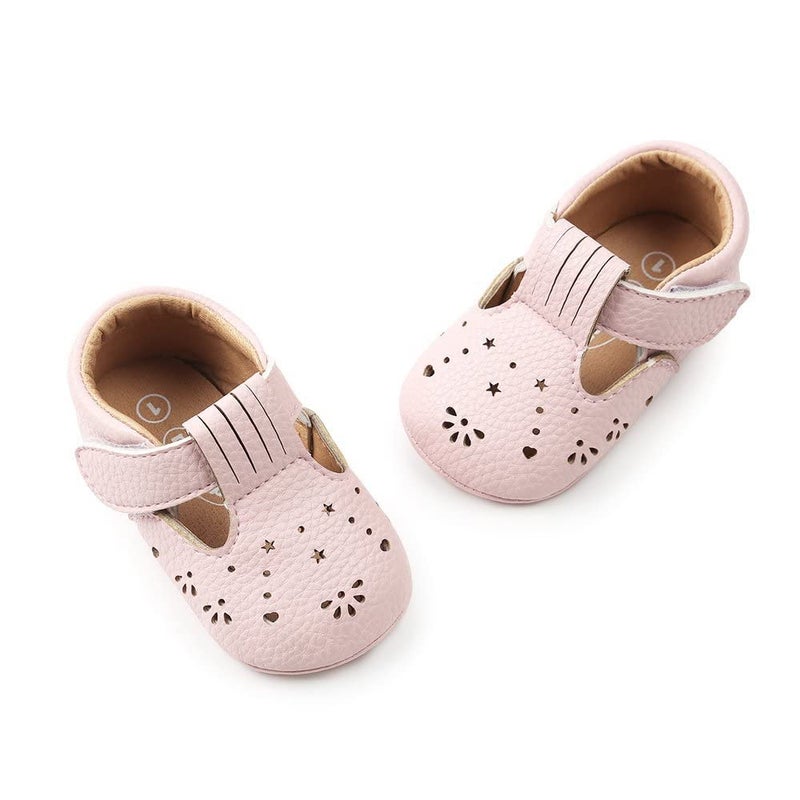 Estamico Baby Girls Summer Sandals No-Slip Rubber Sole Mary Jane Flat Sneakers Pink, 12-18 Months - Image 2